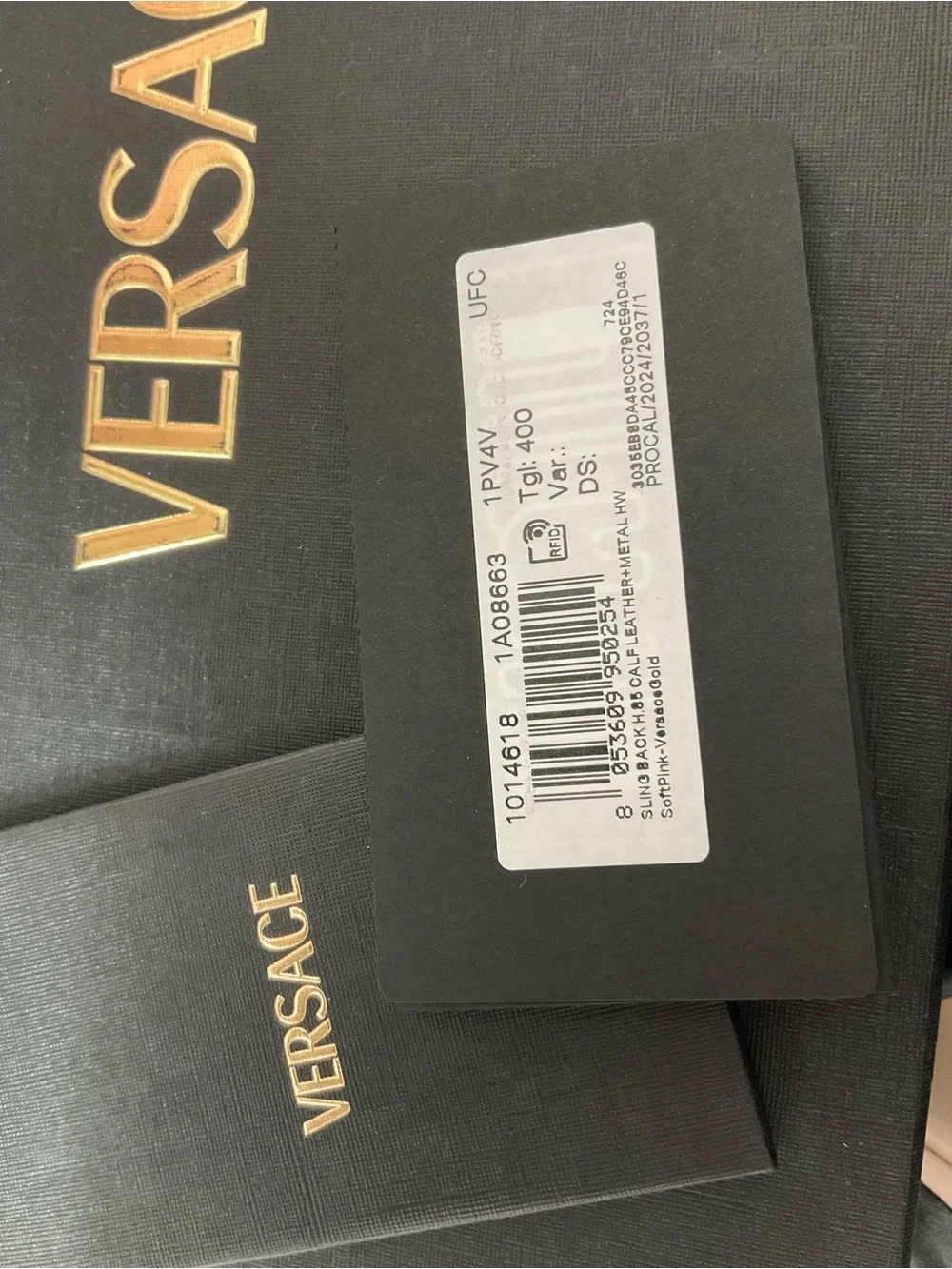 Versace Blush Pink Leather Slingback Heels with Gold Medallions